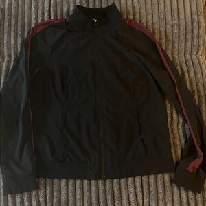 Black Zella Track Jacket with maroon stripe M